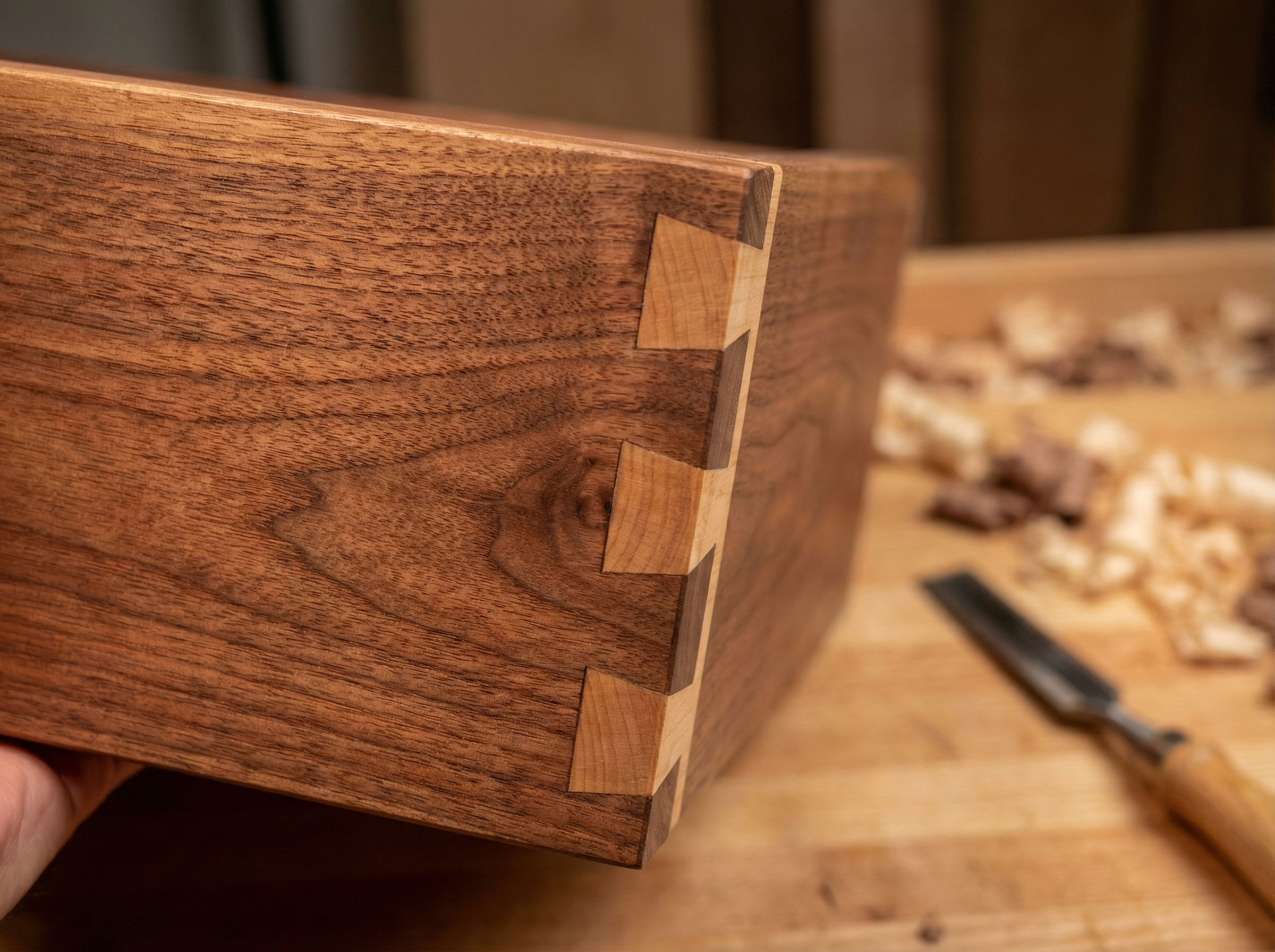 Handcrafted dovetail joinery in premium hardwood cabinetry